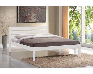 4ft6 Double Eko. White wood bed frame with low foot end